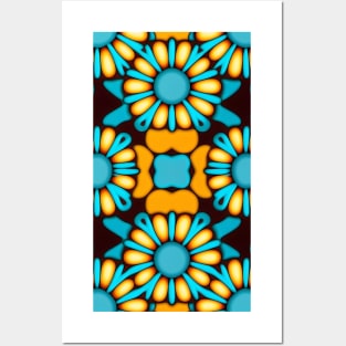 Boho Daisy Chain | Aqua with Yellow Daisies Posters and Art